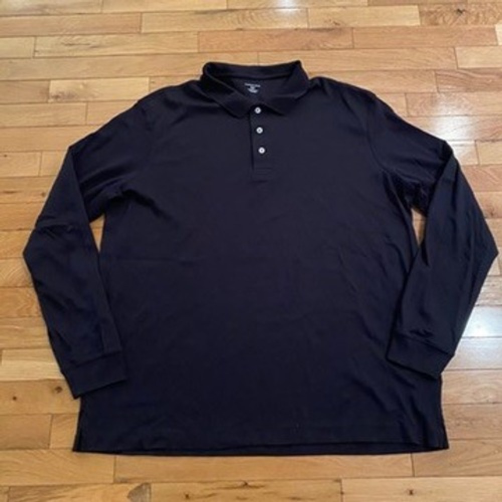 Lands End Mens XL Tall 100% Pima Cotton Long Sleeve Polo Shirt XL/T